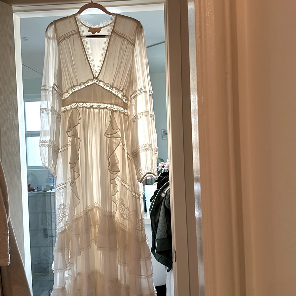 Rococo Large Bridal dress lace flowy white wedding